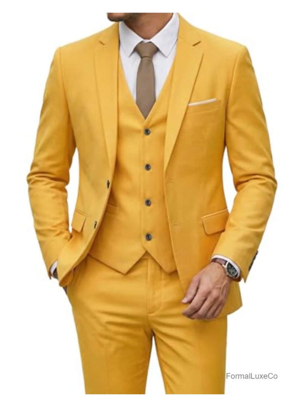 Men's Slim Fit 3 Piece Suit with Blazer, Vest, Pants - Wedding, Prom